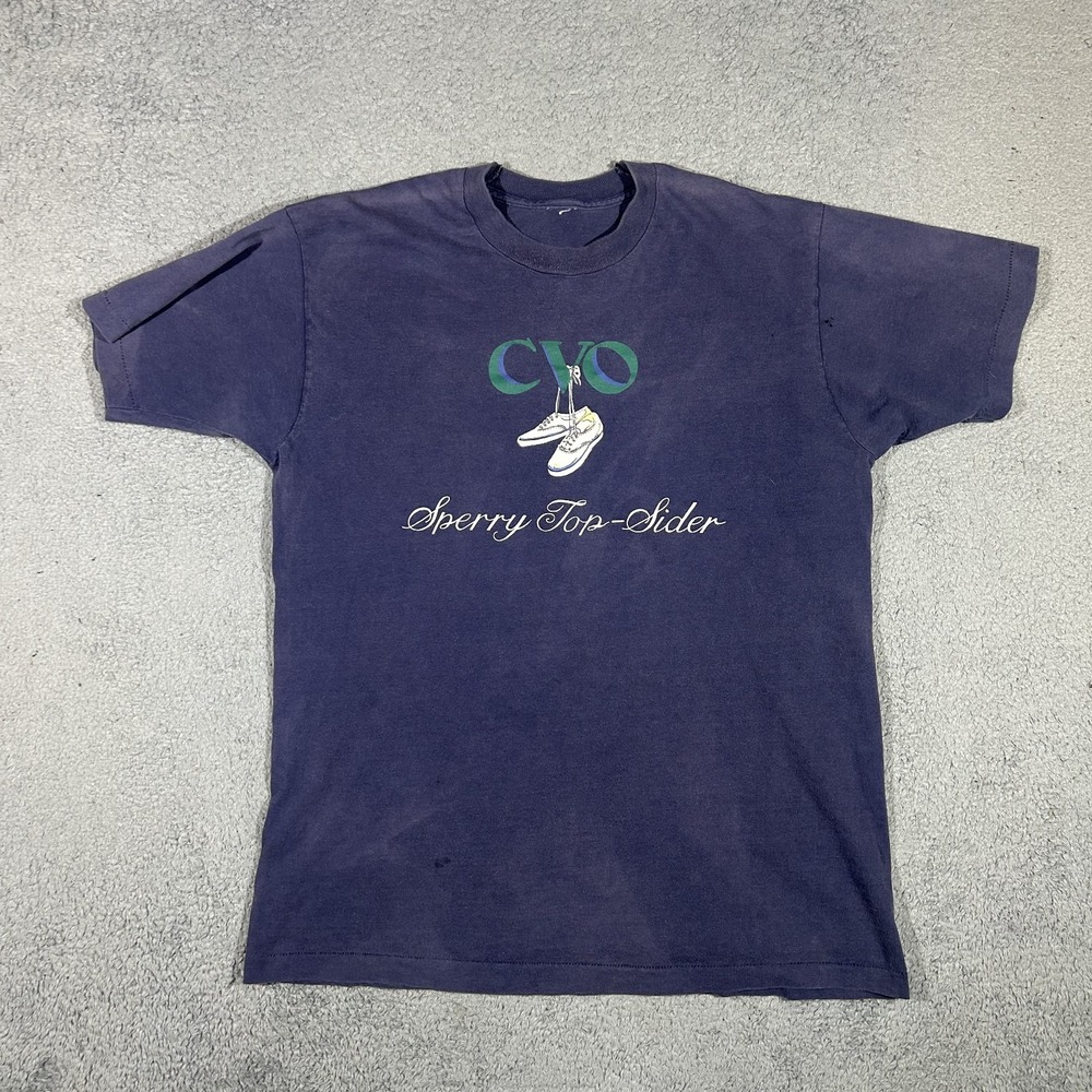 Vintage SPERRY Top-sider CVO Men's T-Shirt Navy Blue Size XL #3629